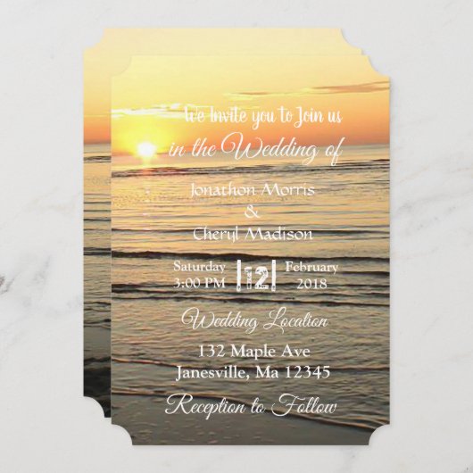 Invitations de mariage de Sunset Waves Ocean (Devant / Derrière)