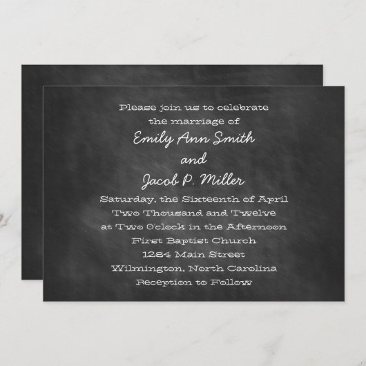 Invitations de mariage de tableau (Devant / Derrière)