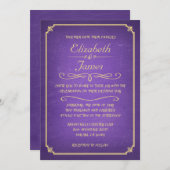 Invitations de mariage de tableau de pourpre et (Devant / Derrière)