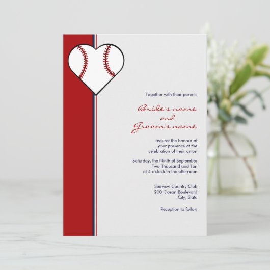 Invitations de mariage de thème de base-ball (Debout devant)