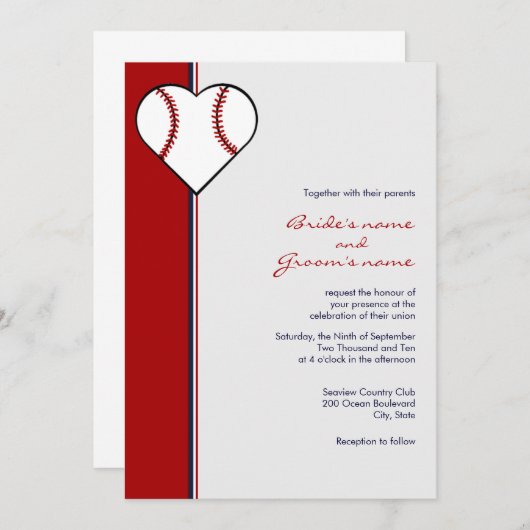 Invitations de mariage de thème de base-ball (Devant / Derrière)