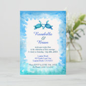 Invitations de mariage de tortues marines - bleu e (Debout devant)