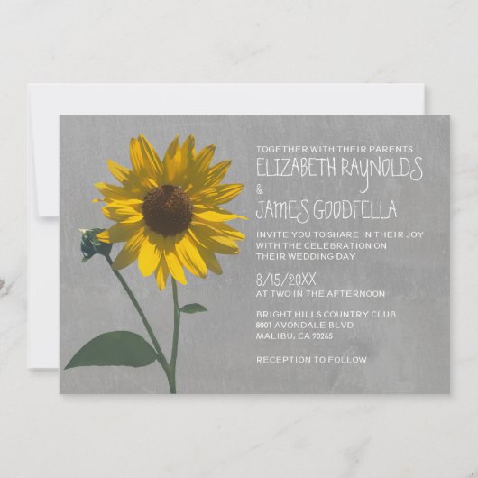 Invitations de mariage de tournesol (Devant)