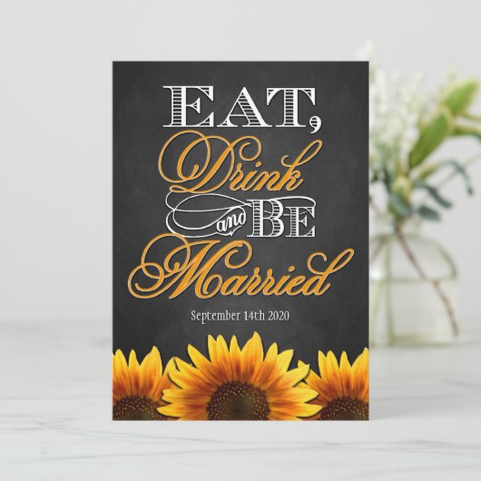 Invitations de mariage de tournesol en tableau noi (Debout devant)