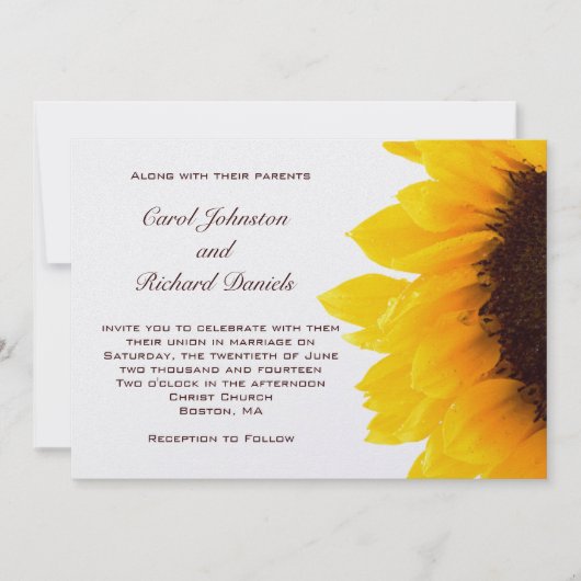 Invitations de mariage de tournesol jaune (Devant)
