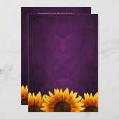 Invitations de mariage de tournesol mauve Chalkboa (Devant / Derrière)