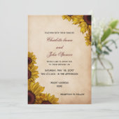 Invitations de mariage de tournesol rustique (Debout devant)