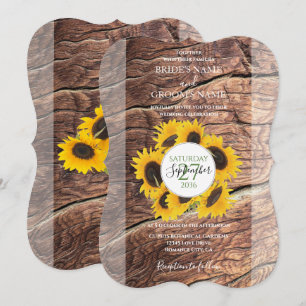 Invitations de mariage de tournesol rustique