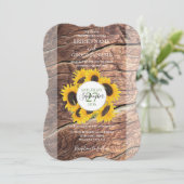 Invitations de mariage de tournesol rustique (Debout devant)