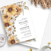 Invitations de mariage de tournesol rustique