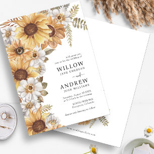 Invitations de mariage de tournesol rustique