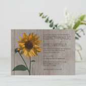 Invitations de mariage de tournesol rustique (Debout devant)