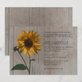 Invitations de mariage de tournesol rustique (Devant / Derrière)
