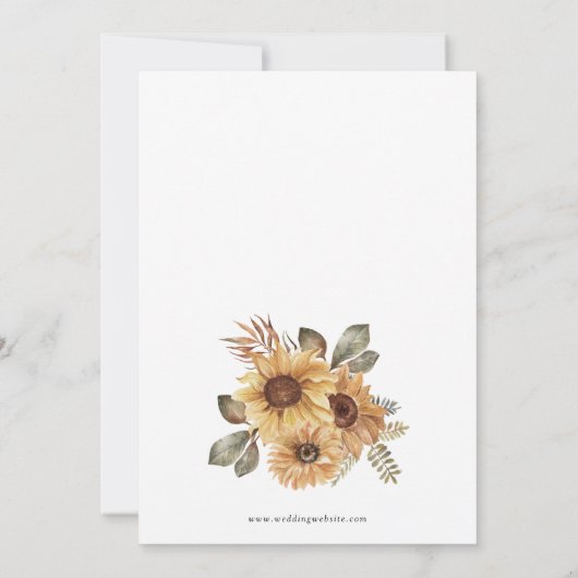 Invitations de mariage de tournesol rustique (Dos)
