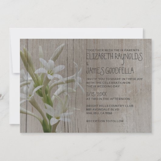 Invitations de mariage de Tuberose Rustique (Devant)