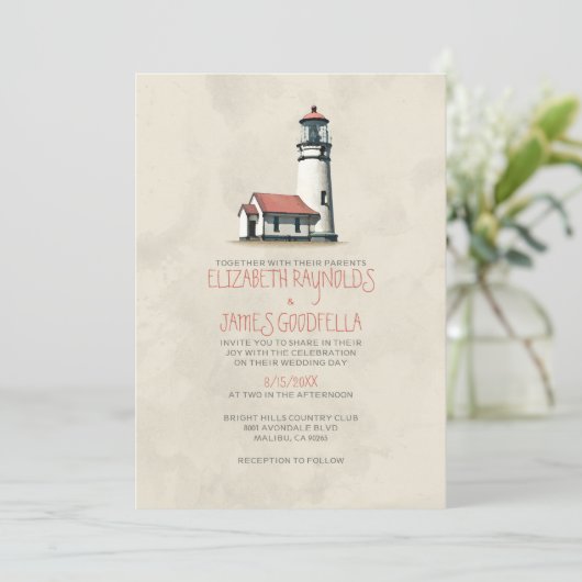 Invitations de mariage de Whimsical Lighthouse (Debout devant)