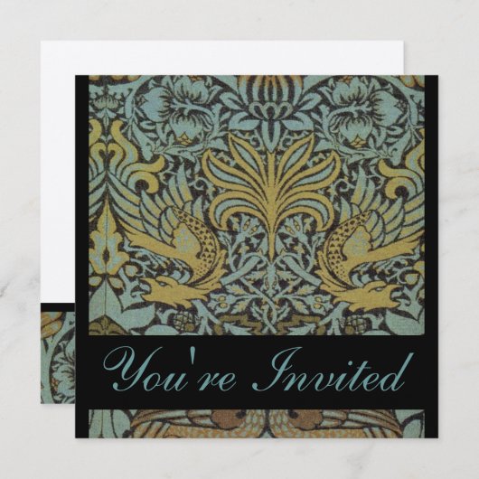 Invitations de mariage de William Morris Peacock (Devant / Derrière)