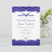 Invitations de mariage de zigzag de bleu marine (Debout devant)