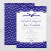 Invitations de mariage de zigzag de bleu marine (Devant / Derrière)