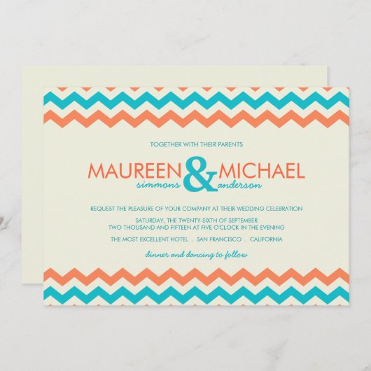 Invitations de mariage de zigzag de Chevron (Devant / Derrière)