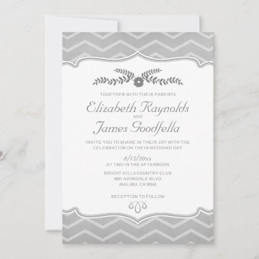 Invitations De Mariage De Zigzag Noir Et Blanc (Devant)