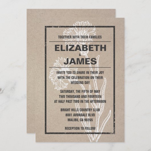 Invitations de mariage Décontractées Vintages (Devant / Derrière)