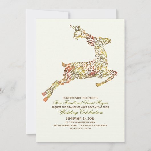 Invitations de mariage Deer Fall Woodland (Devant)
