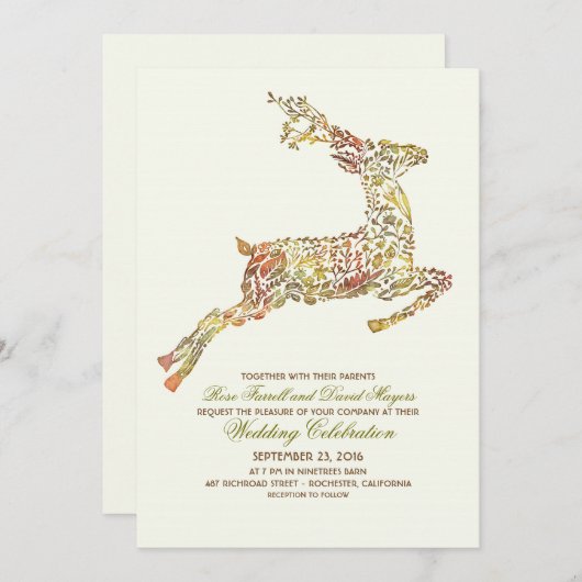 Invitations de mariage Deer Fall Woodland (Devant / Derrière)