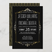 Invitations de mariage des années 1920 Motif Art d (Devant / Derrière)