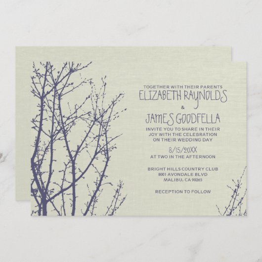 Invitations de mariage des branches d'arbre (Devant / Derrière)