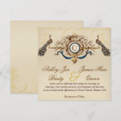 Invitations de mariage des Carrés de Peacock Vinta (Devant / Derrière)