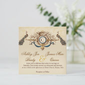 Invitations de mariage des Carrés de Peacock Vinta (Debout devant)
