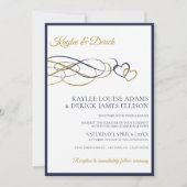 Invitations de mariage des coeurs | Dark Navy Blue (Devant)