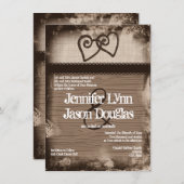 Invitations de mariage des coeurs entremêlés rusti (Devant / Derrière)