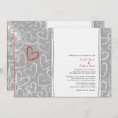Invitations de mariage des Coeurs gris et rouge de (Devant / Derrière)