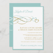Invitations de mariage des coeurs | Lt Turquoise & (Devant / Derrière)