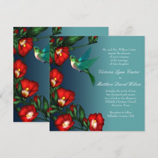 Invitations de mariage des colibris (Devant / Derrière)