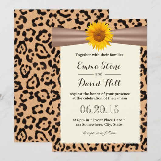 Invitations de mariage des Empreintes de léopard d (Devant / Derrière)