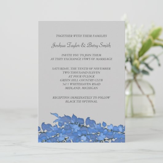 Invitations de mariage des Feuilles bleus (Debout devant)