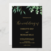 Invitations de mariage des feuilles d'arbre vert (Devant / Derrière)