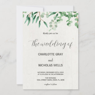 Invitations de mariage des feuilles d'arbre vert
