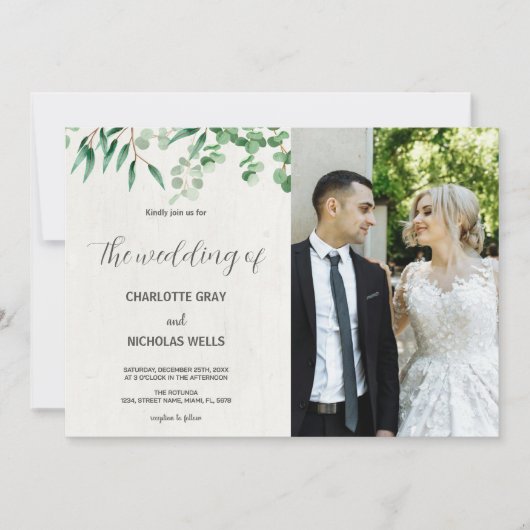 Invitations de mariage des feuilles d'arbre vert a (Devant)
