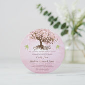 Invitations de mariage des feuilles de coeur rose  (Debout devant)