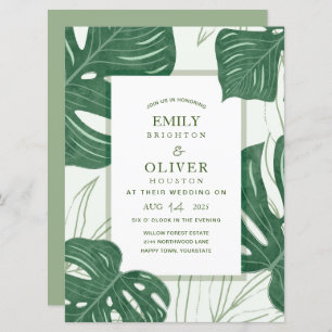 Invitations de mariage des feuilles de Monstera tr