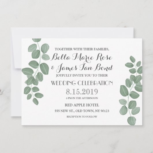 Invitations de mariage des Feuilles d'Eucalyptus (Devant)