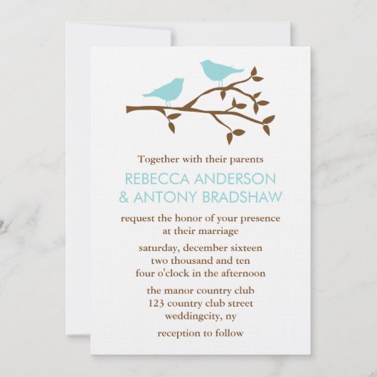 Invitations de mariage des Inséparables (Devant)