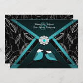 Invitations de mariage des Inséparables bleus de l (Devant / Derrière)