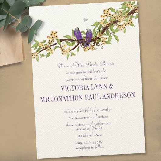 Invitations de mariage des Inséparables de couleur