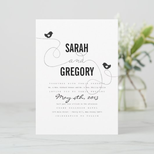 Invitations de mariage des Inséparables rétro (Debout devant)