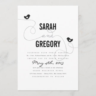 Invitations de mariage des Inséparables rétro